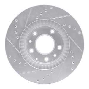 Mazda MX-5 Miata Brake Rotor (1) - Front Right - R1 Concepts - Drilled & Slotted - Silver - `06-`15